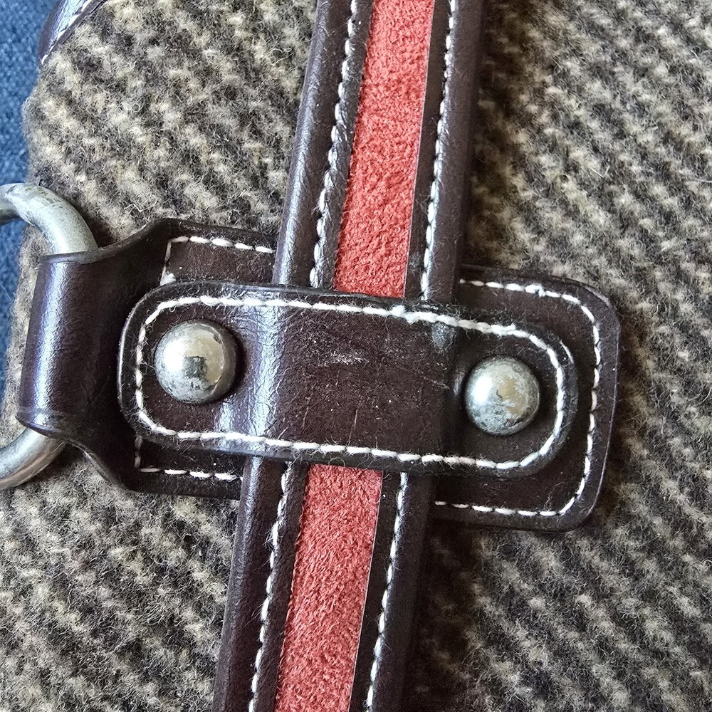 VTG Apt 9 Y2K Brown Red Canvas Hand Bag Silver Metal Hardware Manmade Trim‎ - Picture 16 of 16